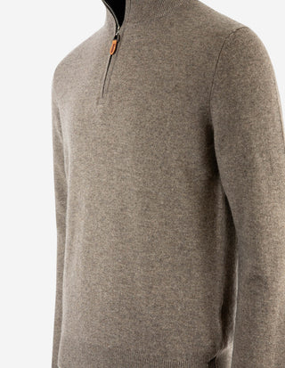 Tröja Zip Cashmere Ljusbrun