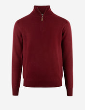 Tröja Zip Cashmere Vinröd