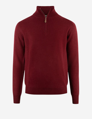 Tröja Zip Cashmere Vinröd