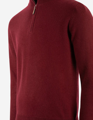 Tröja Zip Cashmere Vinröd