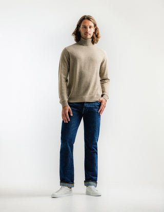 Polotröja Cashmere Melerad Beige