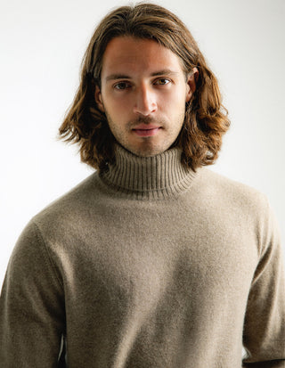 Polotröja Cashmere Melerad Beige