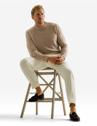 Tröja Rundhals Ull/Cashmere Beige