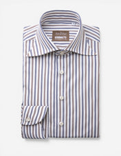 Sartorial Shirt Poplin Vit/Brun/Blå