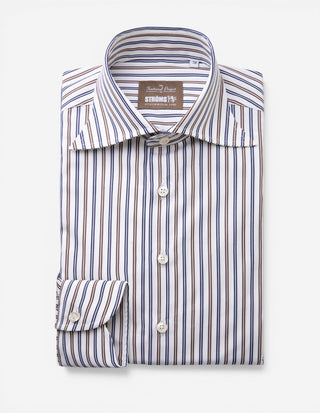 Sartorial Shirt Poplin Vit/Brun/Blå
