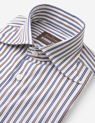 Sartorial Shirt Poplin Vit/Brun/Blå