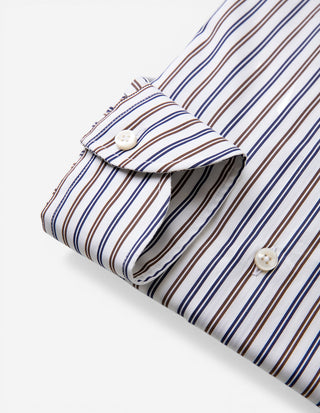 Sartorial Shirt Poplin Vit/Brun/Blå