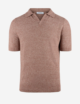 Open Polo Linne/Bomull Rost Orange