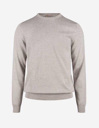 Tröja Rundhals Merinoull Ljusbeige