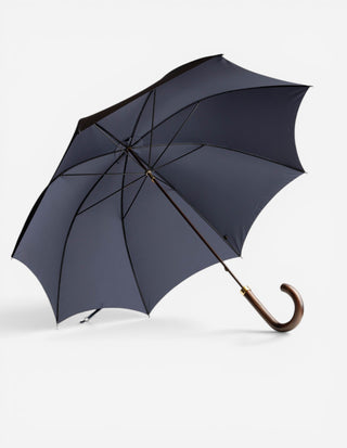 GT1 Paraply Trähandtag Brun/Navy One Size