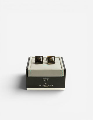 Titanium Classic Manschettknappar Silver/Grön/Brun