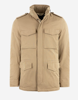 Field Jacket Torrvaxad Bomull Gråbeige