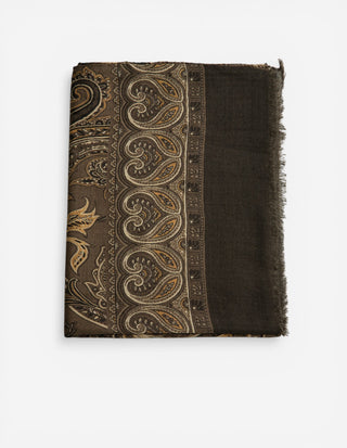 Scarf Ull Yak Mönstrad Brun One Size