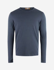 Långärmad T-shirt Pimabomull Marinblå