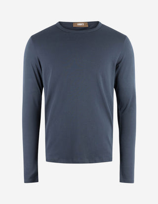 Långärmad T-shirt Pimabomull Marinblå