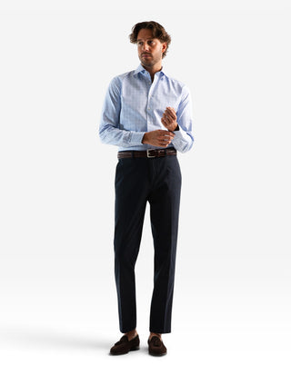 Slim Fit Skjorta Bomull Glencheck Blå