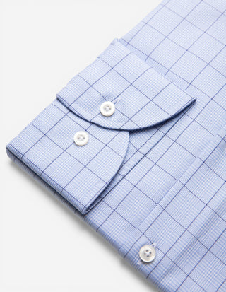 Slim Fit Skjorta Bomull Glencheck Blå