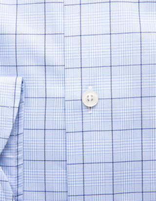 Slim Fit Skjorta Bomull Glencheck Blå