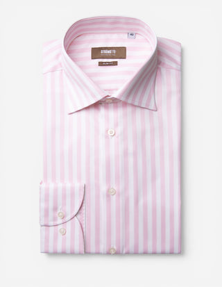 Slim Fit Skjorta Bomull Vit/Rosa