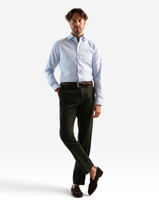 Slim Fit Skjorta Bomull Vit/Ljusblå