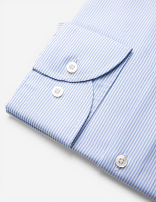 Slim Fit Skjorta Bomull Vit/Ljusblå