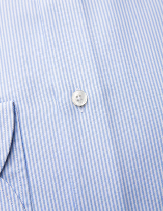 Slim Fit Skjorta Bomull Vit/Ljusblå