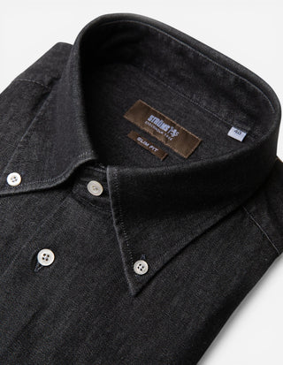 Slim Fit Skjorta Denim Vintage Svart