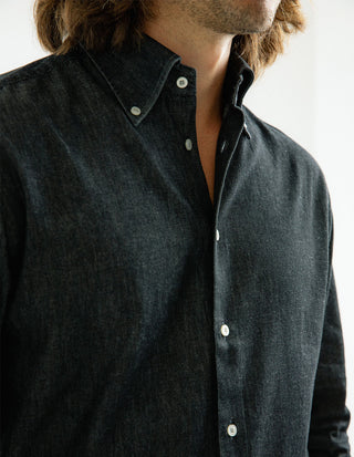 Slim Fit Skjorta Denim Vintage Svart