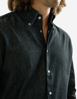 Slim Fit Skjorta Denim Vintage Svart