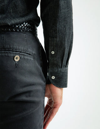 Slim Fit Skjorta Denim Vintage Svart