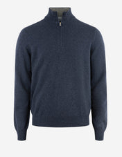 Tröja Zip Ull Cashmere Blå Melerad
