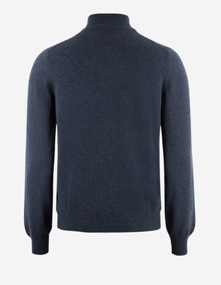 Tröja Zip Ull Cashmere Blå Melerad