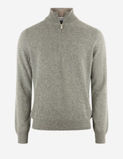 Tröja Zip Ull Cashmere Grå Melerad