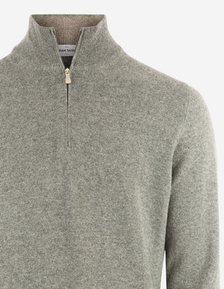 Tröja Zip Ull Cashmere Grå Melerad