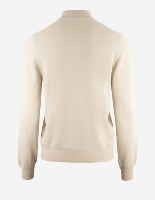 Tröja Zip Ull Cashmere Ljusbeige