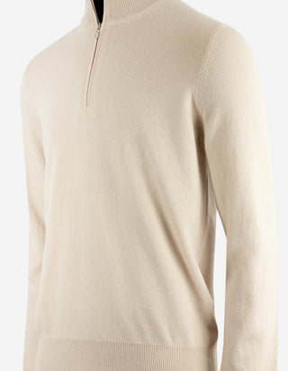 Tröja Zip Ull Cashmere Ljusbeige