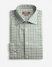 Slim Fit Skjorta Bomull Rutig Vit/Grå/Grön
