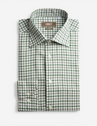 Slim Fit Skjorta Bomull Rutig Vit/Grå/Grön