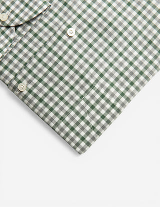Slim Fit Skjorta Bomull Rutig Vit/Grå/Grön