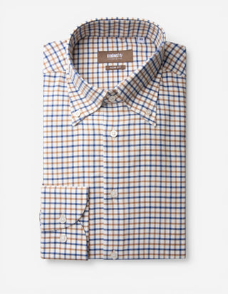 Slim Fit Skjorta Bomull Vit/Brun/Blå