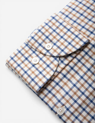 Slim Fit Skjorta Bomull Vit/Brun/Blå