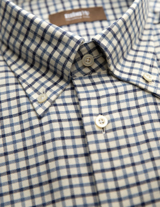 Slim Fit Skjorta Bomull Navy/Vit Rutig