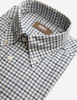 Regular Fit Skjorta Bomull Navy/Vit Rutig