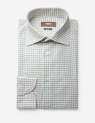 Slim Fit Skjorta Tattersall Vit/Grön/Blå