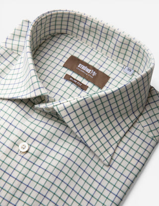 Slim Fit Skjorta Tattersall Vit/Grön/Blå
