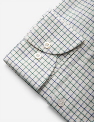 Slim Fit Skjorta Tattersall Vit/Grön/Blå