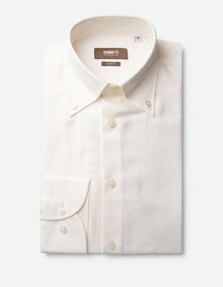 Slim Fit Skjorta Flanell Bomull Cashmere Benvit