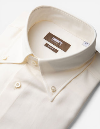 Slim Fit Skjorta Flanell Bomull Cashmere Benvit