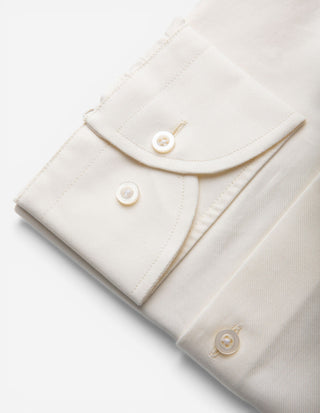 Slim Fit Skjorta Flanell Bomull Cashmere Benvit