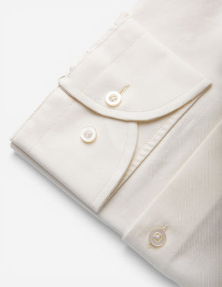 Slim Fit Skjorta Flanell Bomull Cashmere Benvit